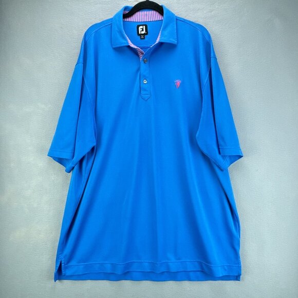 FJ Footjoy Golf Polo Shirt Mens 2XL XXL Blue‎ Deerwood Country Club Short Sleeve - Picture 1 of 14